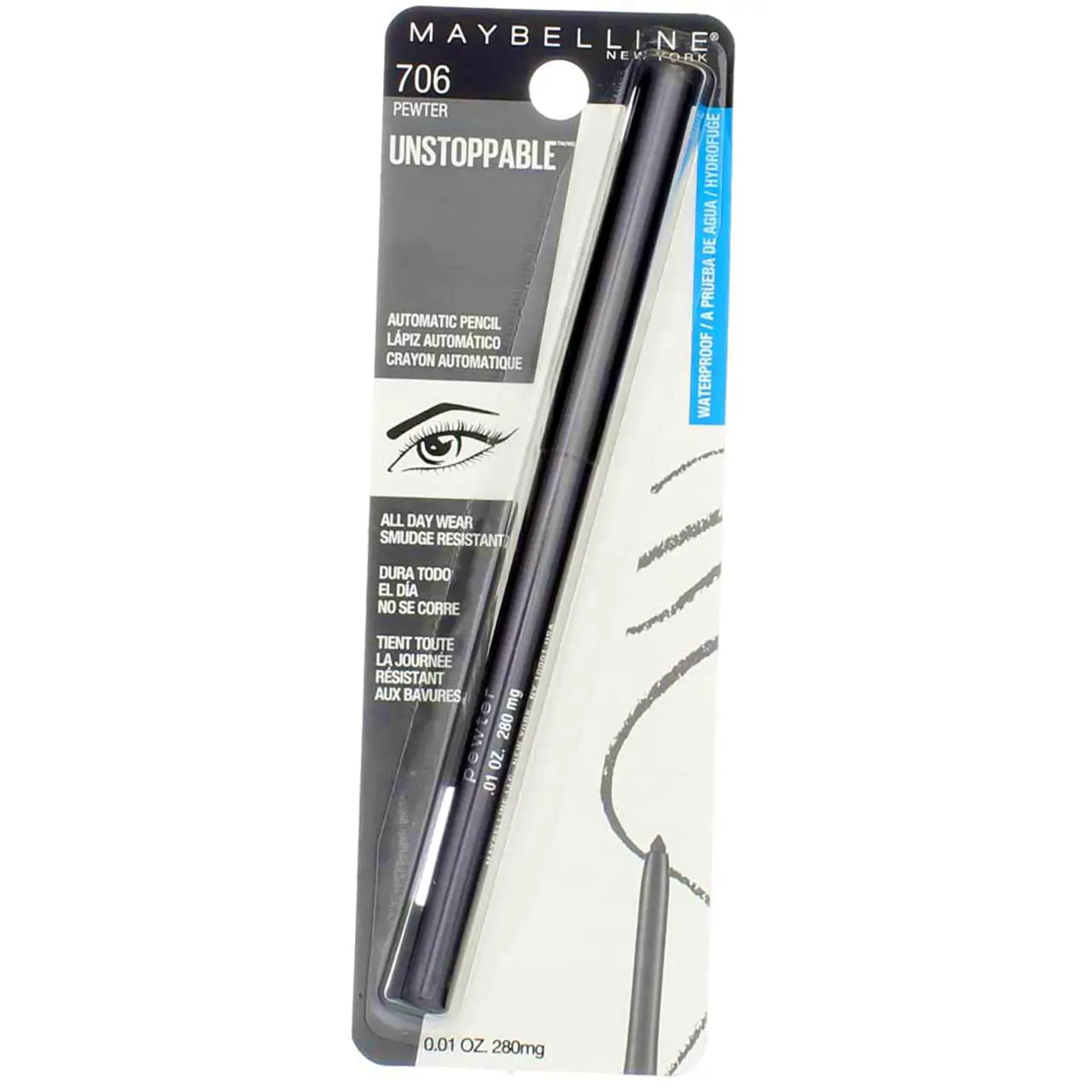 MAYBELLINE UNSTOPPABLE MECHANICAL EYELINER PENCIL - 706 PEWTER - MAYBELLINE DELINEADOR DE OJO  - Comprar en Panama