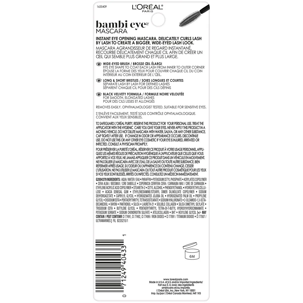 L’Oréal Bambi Eye Máscara de Pestañas Tono 401 Black - LOREAL  - vista adicional