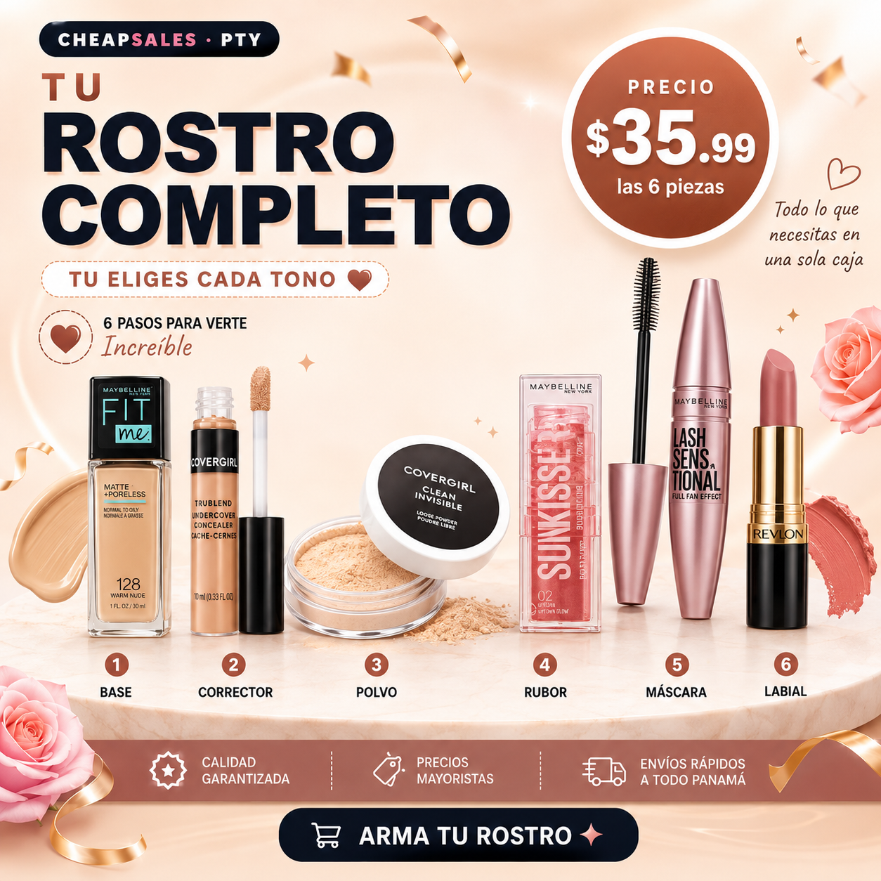 ROSTRO COMPLETO - 6 PIEZAS - VARIADO PROMOCIONES - Comprar en Panama