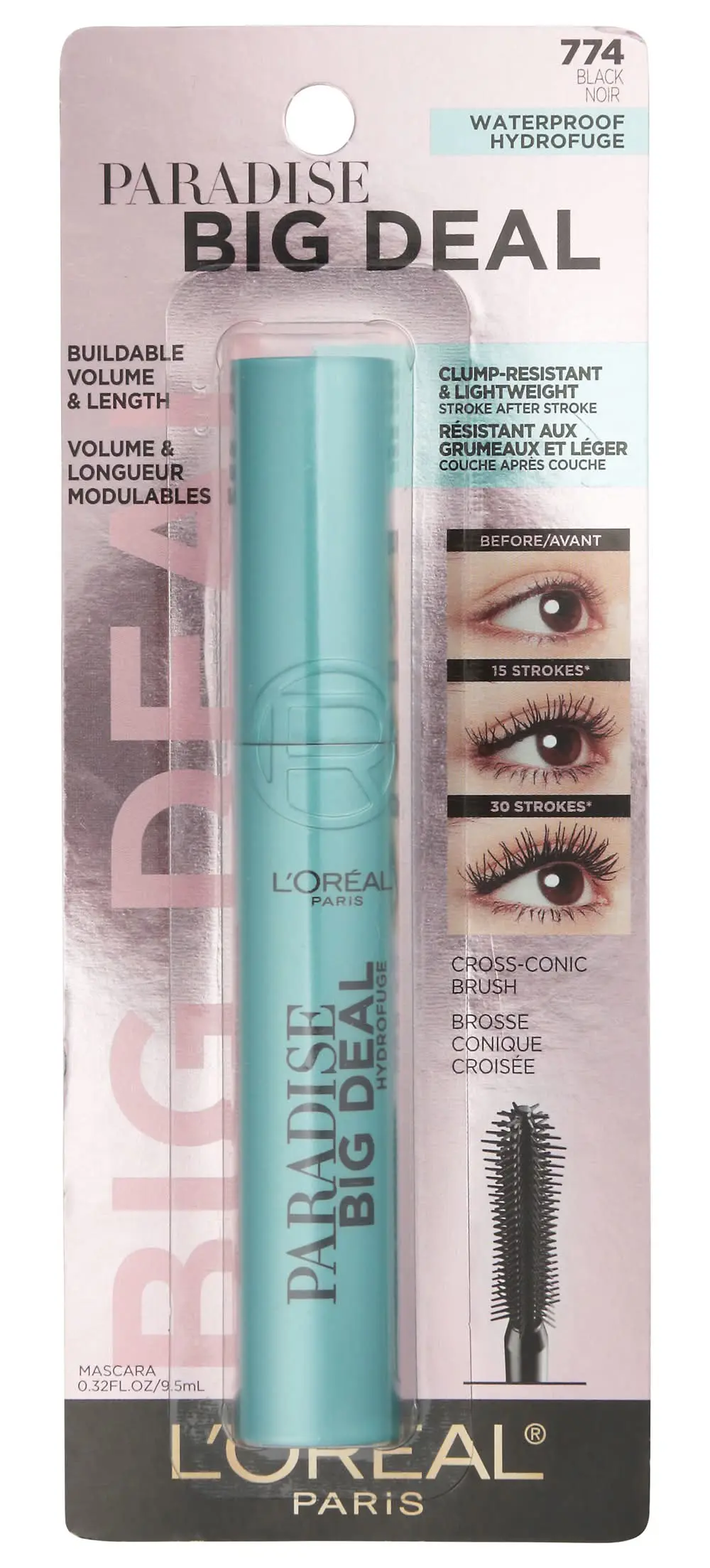L'ORÉAL - PARADISE BIG DEAL WATERPROOF MASCARA - 774 BLACK NOIR - LOREAL MASCARA  - Comprar en Panama
