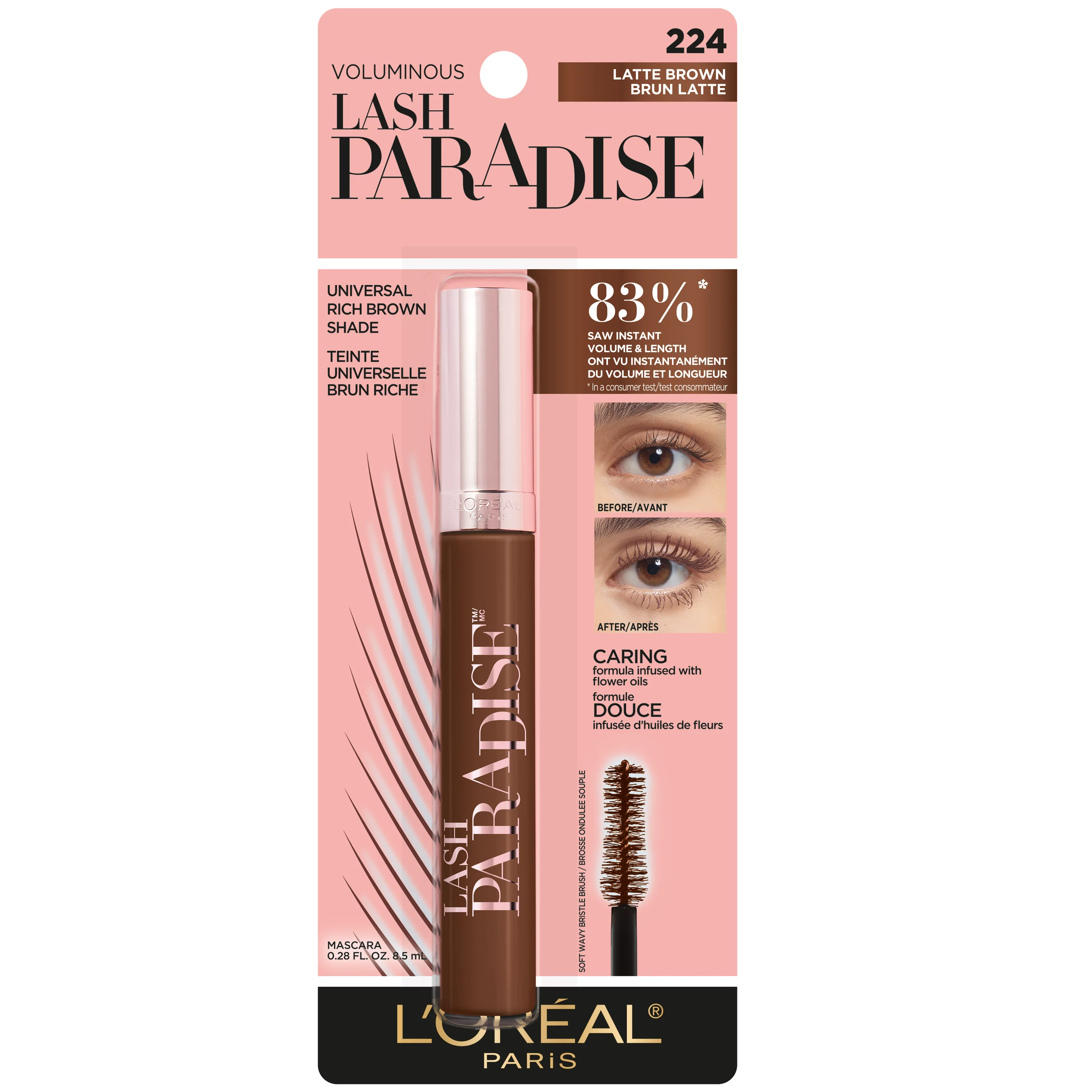 L'ORÉAL - LASH PARADISE MASCARA - 224 LATTE BROWN - LOREAL MASCARA  - Comprar en Panama