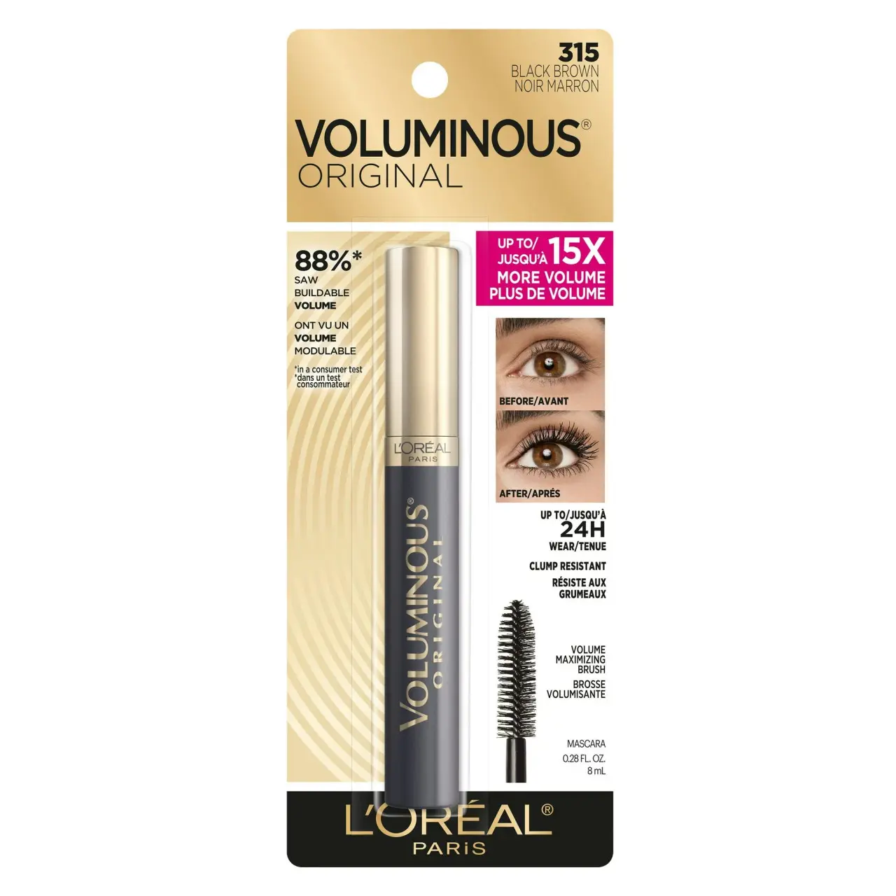 MASCARA LOREAL VOLUMINOUS ORIGINAL - 315 BLACK BROWN