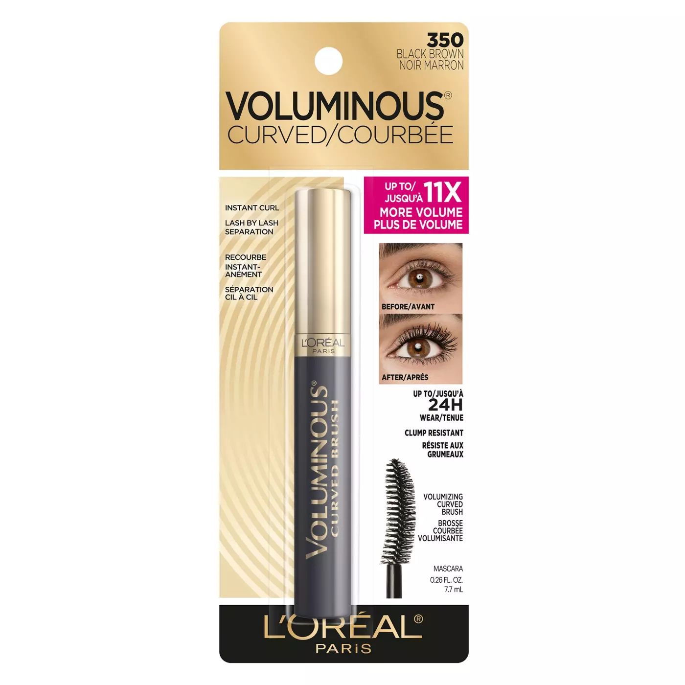 MASCARA LOREAL VOLUMINOUS CURVED 350 BLACK BROWN