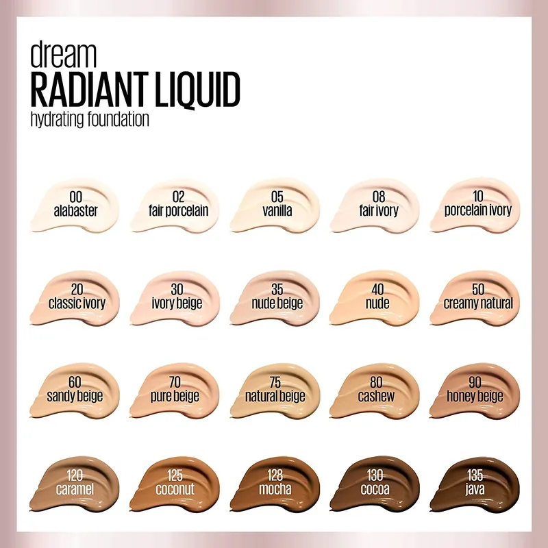 Dream Radiant Liquid Hydrating Foundation - Tono 00 Alabaster - Maybelline  - vista adicional