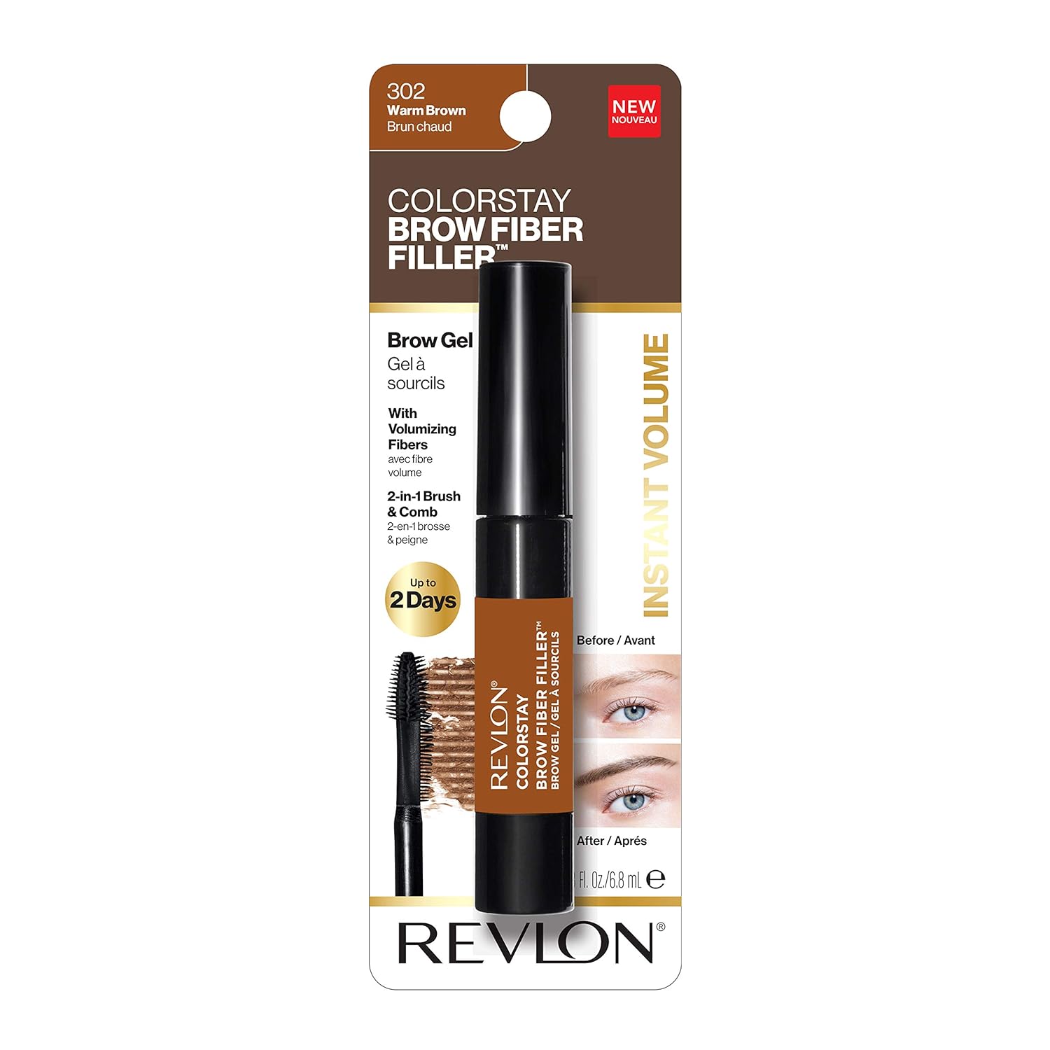 Revlon ColorStay Brow Fiber Waterproof Eyebrow Gel - 302 Warm Brown