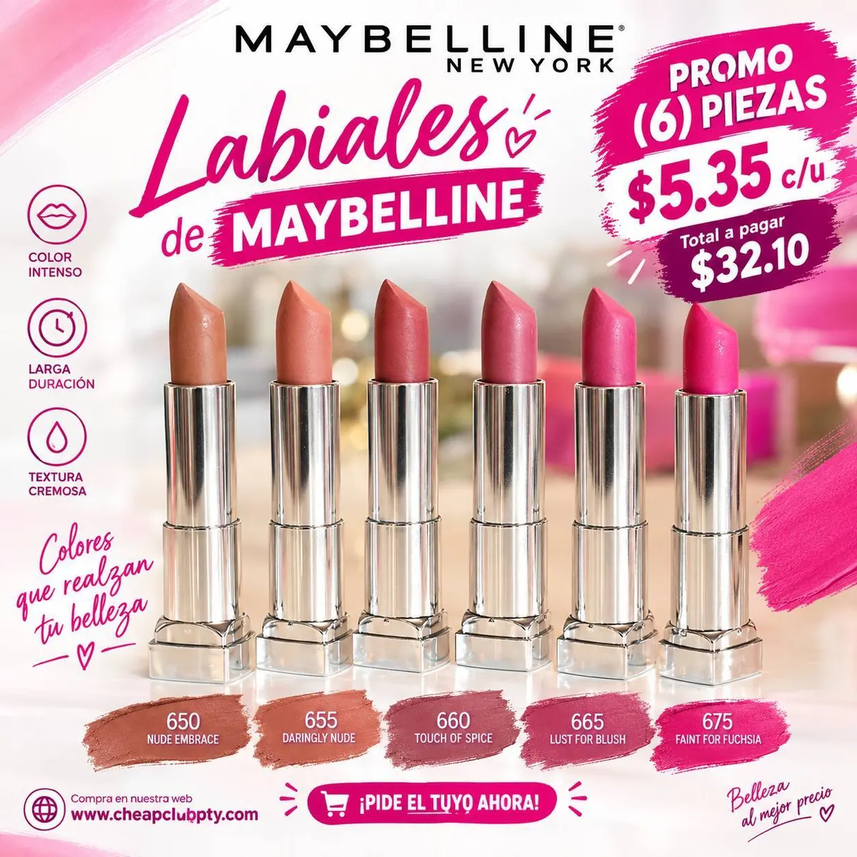 PROMO LABIALES - VARIADO - 6 UNIDADES - COVERGIRL/MAYBELLINE LABIALES en Panama