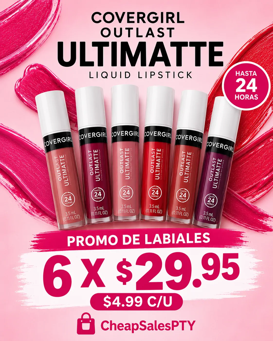 PROMO 6 LABIALES COVERGIRL OUTLAST ULTIMATTE